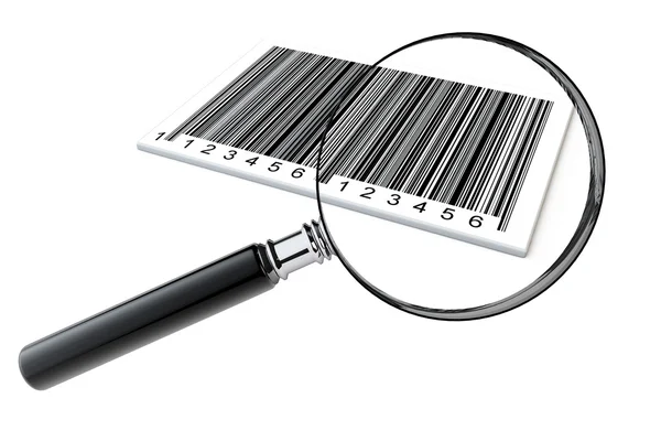 Magnifying glass searching bar codes — Stock Photo, Image