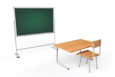 yazı tahtası ve Resepsiyon ile boş sınıfa