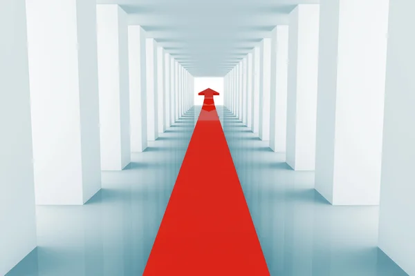 Koridor kırmızı ok — Stok fotoğraf