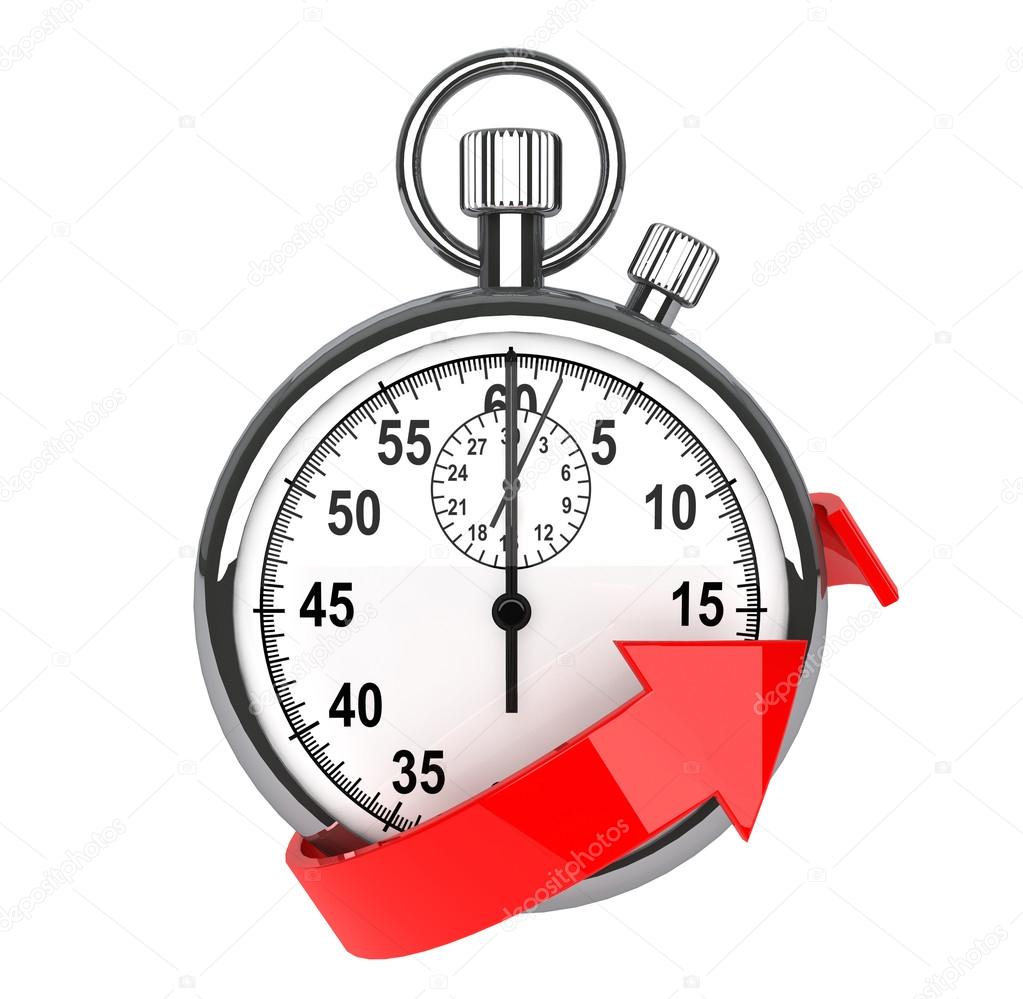 Stopwatch with red arrow