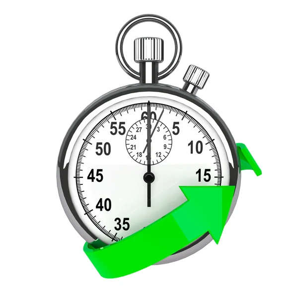 Stopwatch met groene pijl — Stockfoto