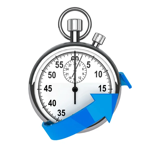 Stopwatch with blue arrow — Stock Photo, Image