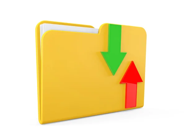 Date downloading Concept. Folder with arrows — Stock Photo, Image