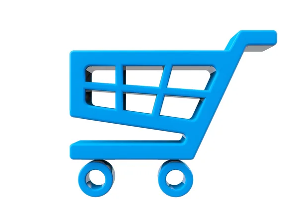 Blauwe winkelen kar pictogram — Stockfoto