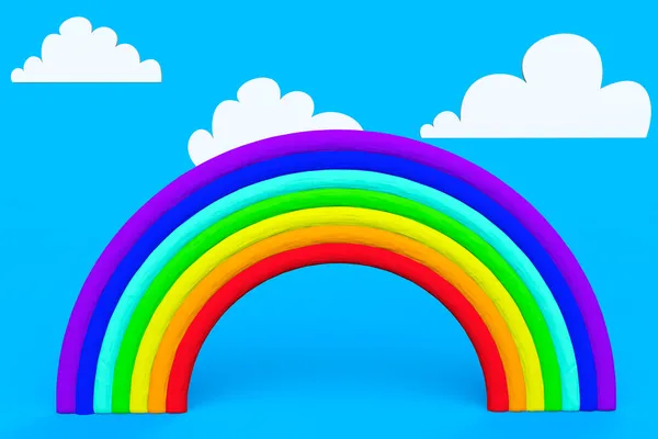 Hamuru rainbow ile beyaz bulutlar — Stok fotoğraf
