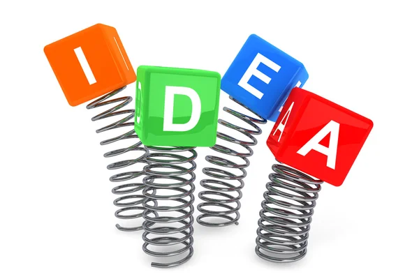 Springs with Idea cubes — Stock Photo, Image