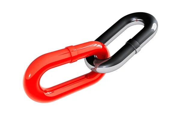 Teamwork concept. Chrome and red chain link — Stock Photo, Image