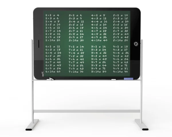 Tablet-pc als schoolbord stand met tafel van vermenigvuldiging — Stockfoto