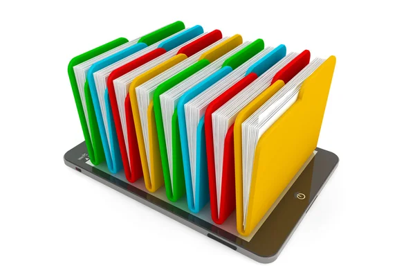 Tablet PC with multicolor folders — Stock Photo, Image