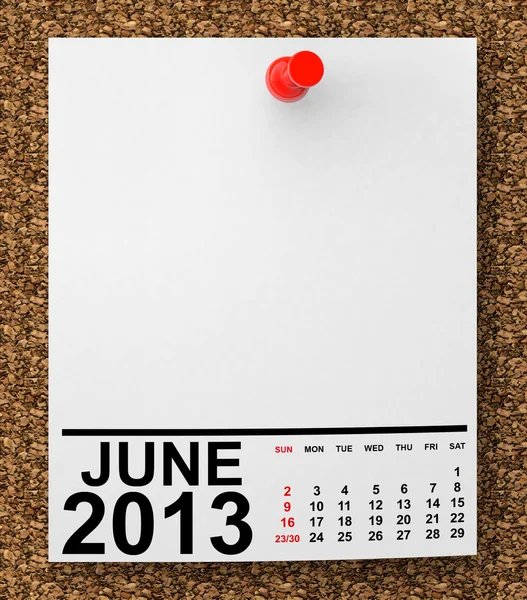 Kalender juni 2013 — Stockfoto