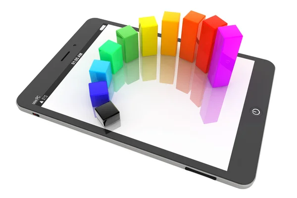 Mobile business concept. Colorful graph over a tablet PC — Stock Photo, Image