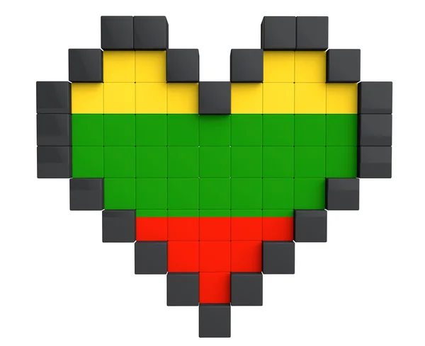 Піксель серця як прапор Литви — стокове фото
