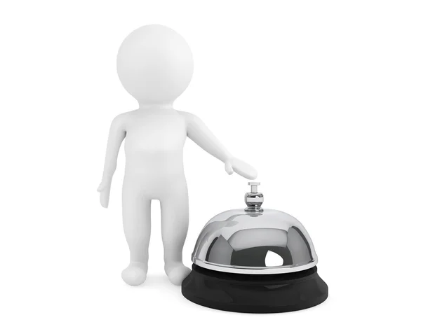 3d small character with a service bell — Stock Photo, Image