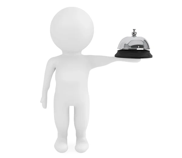 Petit personnage 3d avec une cloche de service — Photo