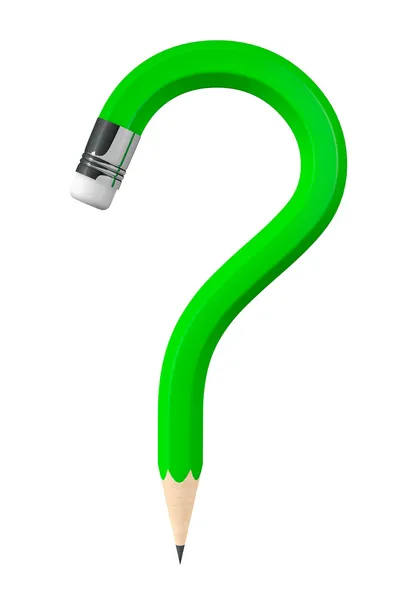 Ponto de interrogação Lápis Verde — Fotografia de Stock