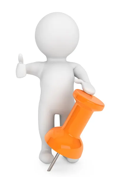 To do concept. 3d person with orange thumbtack — Stock Photo, Image