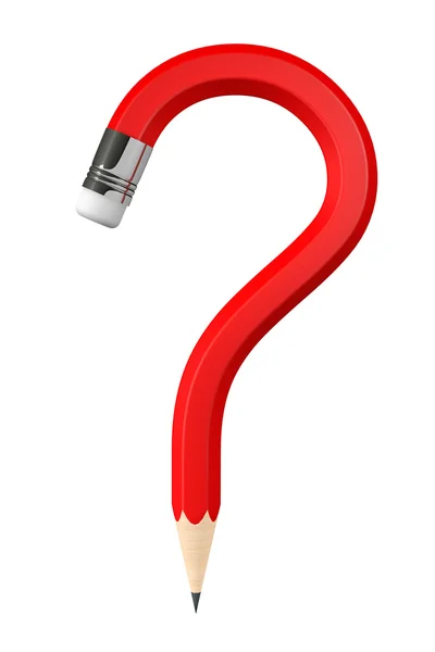 Znak zapytania czerwony ołówek — Zdjęcie stockowe