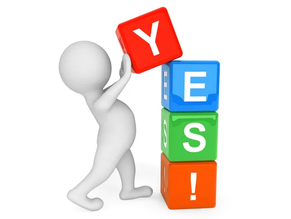 3d person placing Yes Cubes — Stock Photo, Image