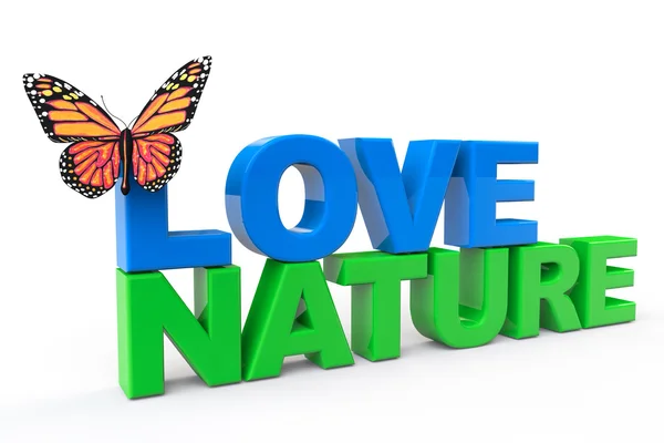 Love Nature Sign with Butterfly — Stock Photo, Image