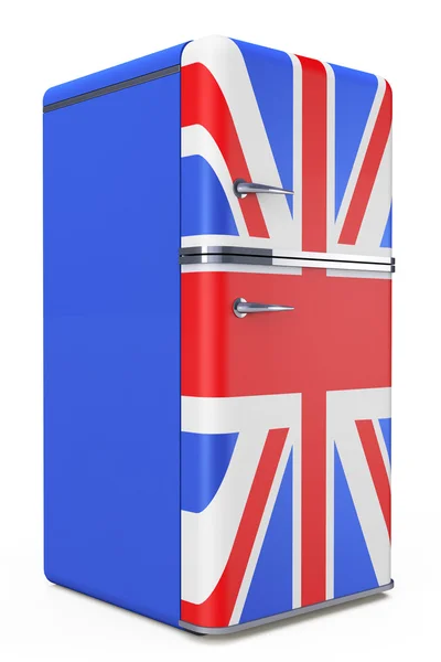 Рефрижератор Retro с британским флагом на двери — стоковое фото