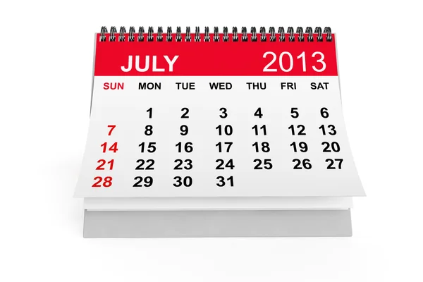 Calendario luglio 2013 — Foto Stock