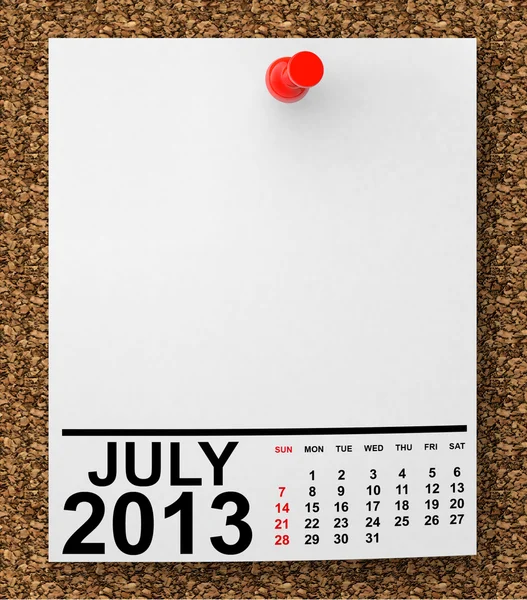 Calendar July 2013 — Stock Photo, Image