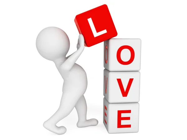 3d person placing Love Cubes — Stock Photo, Image