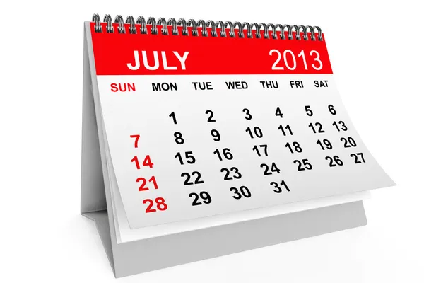 Calendario luglio 2013 — Foto Stock