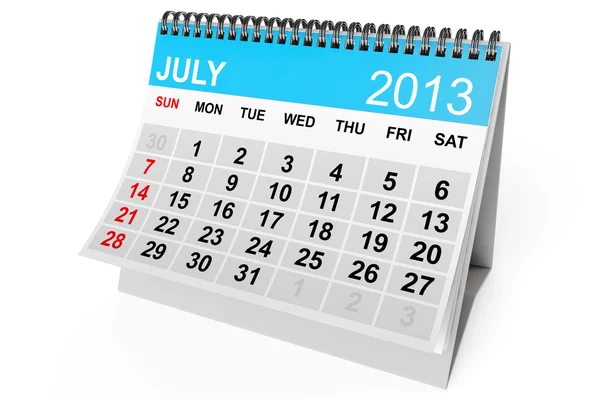 Calendario Julio 2013 —  Fotos de Stock