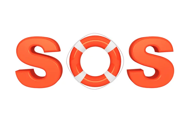 SOS sign with lifebuoy — Stock Photo, Image