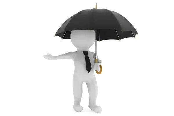 3D kişi koruma şemsiyesi altında — Stok fotoğraf
