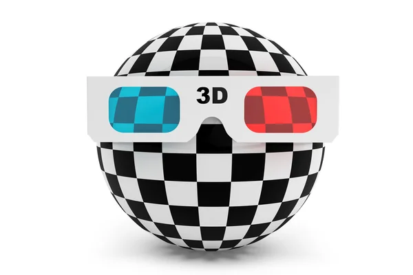 Bola abstracta con gafas 3d — Foto de Stock