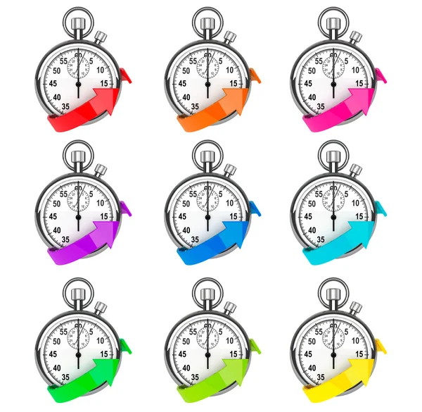 Set voor stopwatch met pijl kleur — Stockfoto