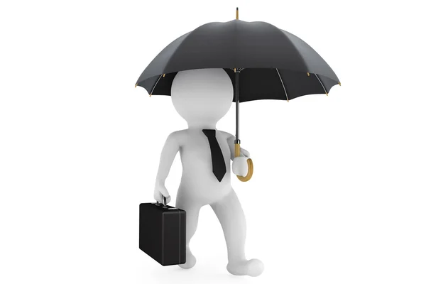 Homme d'affaires 3d sous le parapluie de protection Images De Stock Libres De Droits