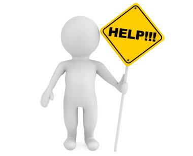 Yardım trafik işaretleri ile 3D kişi