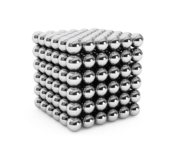 Cube assembled from little balls — Stock Photo, Image