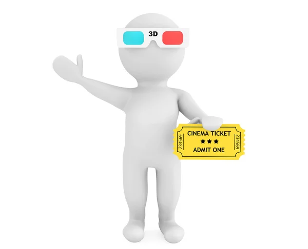 Person in 3d glasses with Cinema Ticket — Stock Photo, Image