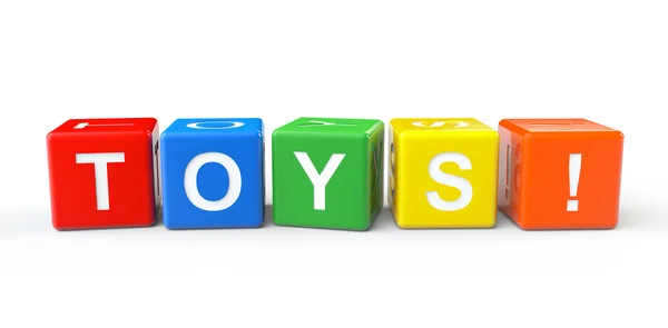 Oyuncak bloklarını oyuncaklar işareti ile — Stok fotoğraf