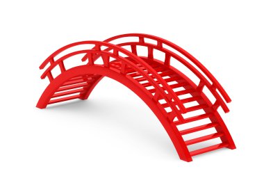 closeup 3d kırmızı ahşap köprü