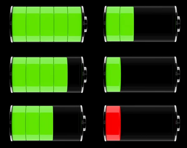 Set di icone della batteria di vetro — Foto Stock