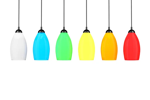 Многоцветные высокие напольные лампы — стоковое фото