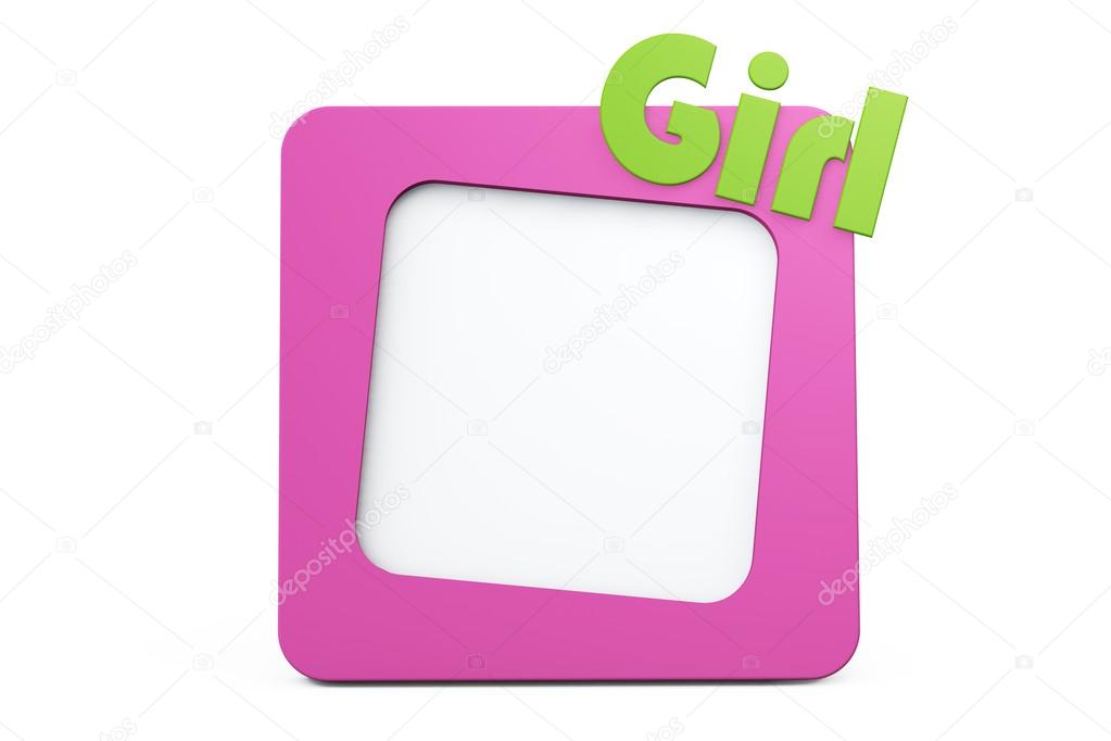 Pink Photo Frame with Girl Sign