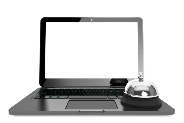 Conceito de Serviço de Internet. Moder Laptop com serviço Bell — Fotografia de Stock