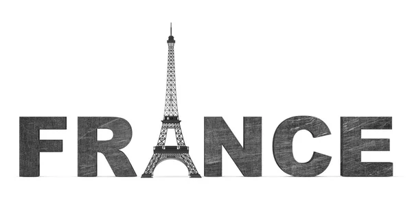 法国旅游概念。法国标志与埃菲尔铁塔 — 图库照片