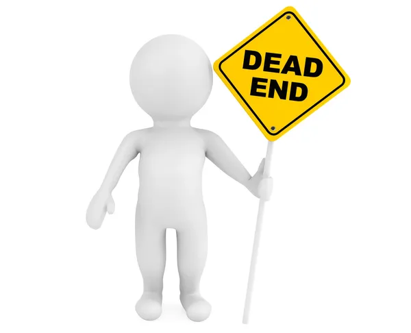 3d person with Dead End traffic sign — Stock Photo, Image