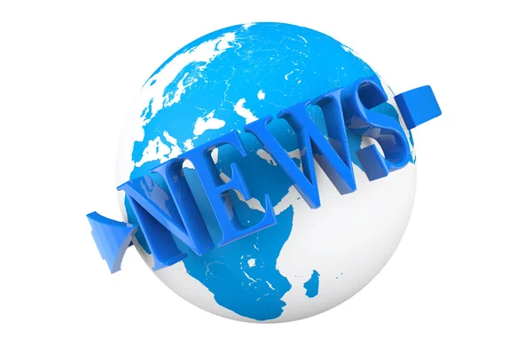 World News Concept. Earth Globe with word News — Stock Photo, Image