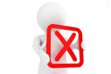 ellerinde kırmızı negatif sembol ile 3D kişi