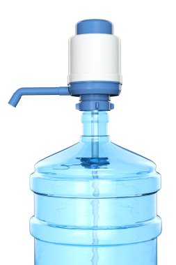 Manuel su pompası ile içme suyu şişesi