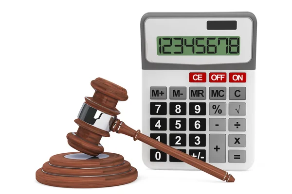 Spravedlnost kladívka s kalkulačkou — Stock fotografie