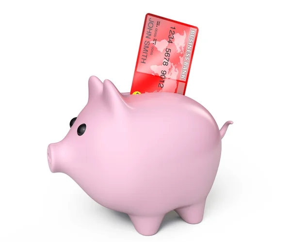 Porquinho banco com cartão de crédito — Fotografia de Stock